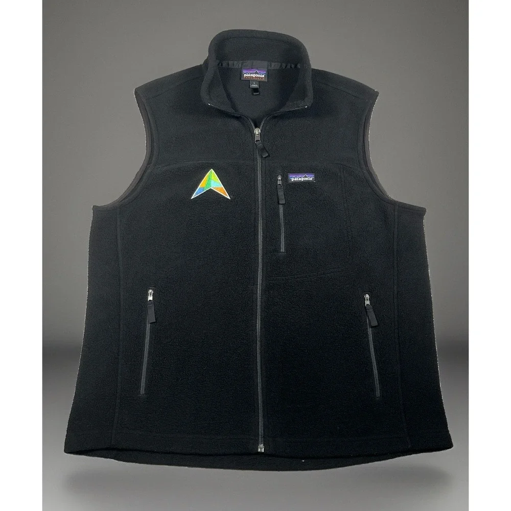 Patagonia Mens Synchilla Fleece Vest Size Large L Black Full Zip Pockets Outdoor